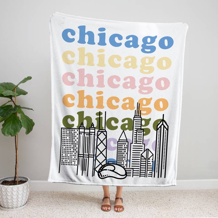 Couverture polaire Chicago Skyline, 50 « x 60" pour la vente par Love Always, Audrey