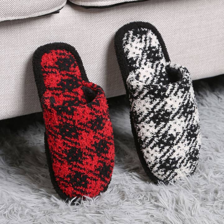 Vinter Luksus Soft Buffalo Check Tøffel for engroshandel hos Fashion City