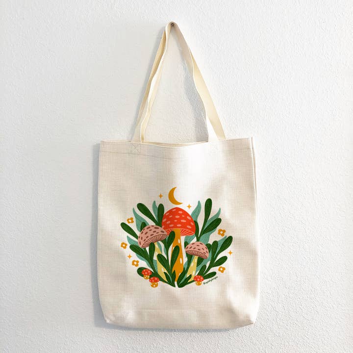 Squidly Designs - Wholesale Tote Bag - Unisex - Tote Bag - Mushroom (Double-sided)1