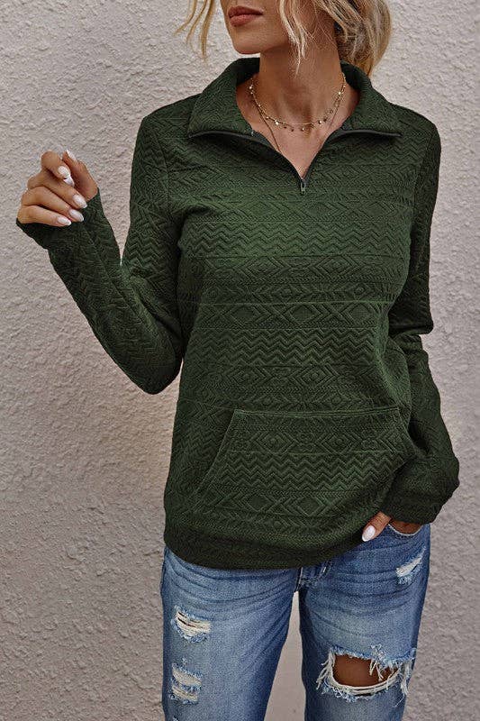 Love, Kuza – Engroshandel Pullover - Dame – Halv lynlås tekstureret sweater3