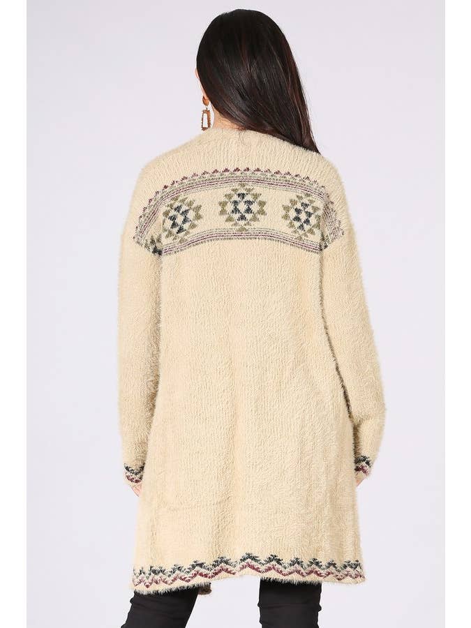 Oceanus Apparel - Wholesale Cardigan - Women's - OUG10259 Tribal fuzzy knit cardigan sweater8