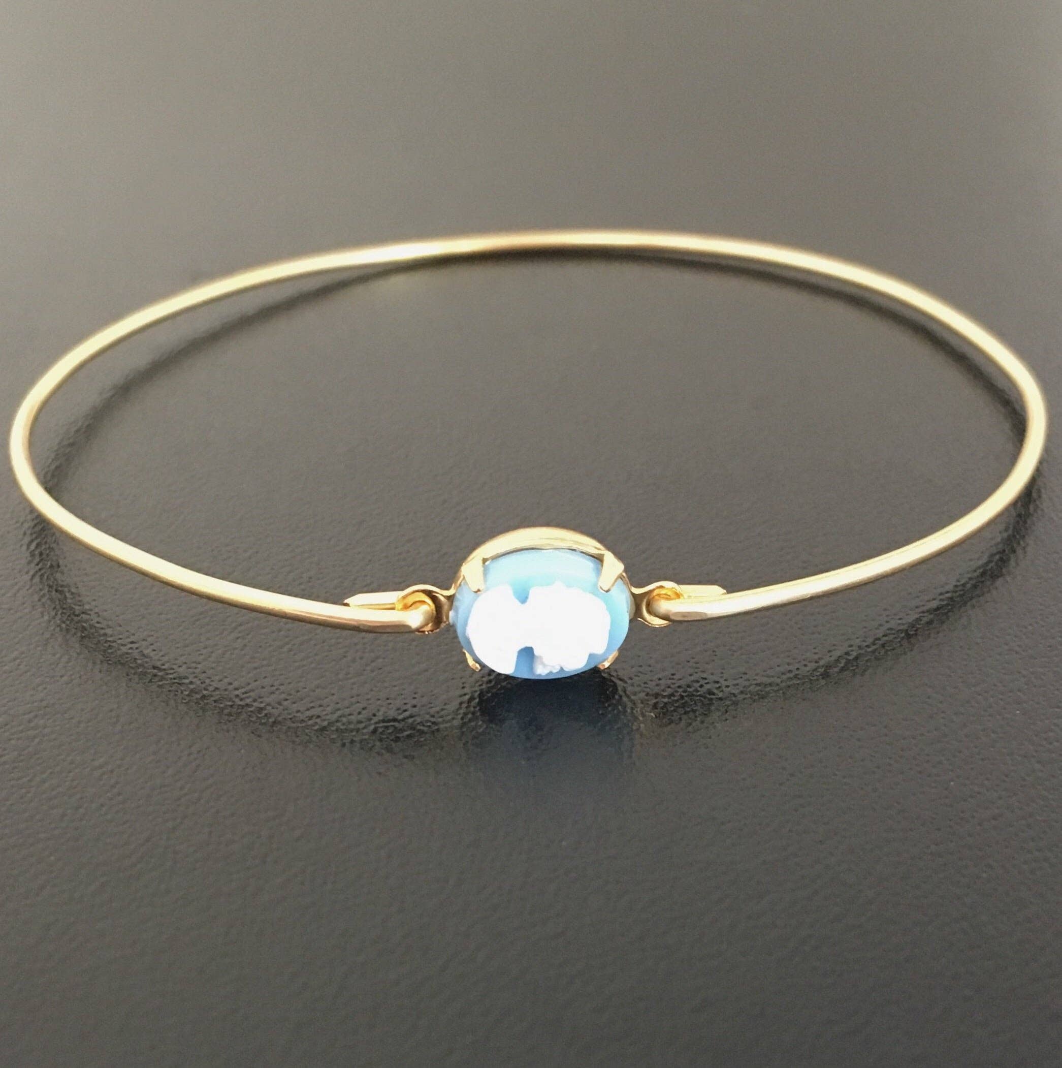 Frosted Willow - Wholesale Cuff bracelet - Blue Cameo Bangle Bracelet, Victorian Style2