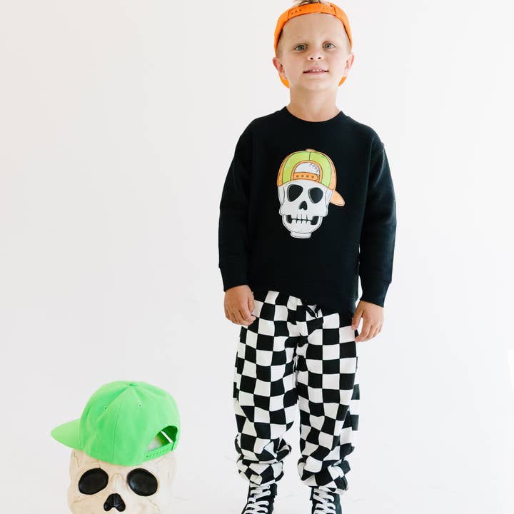 Skull Trick or Treat Boo Crew Halloween Kid Sweatshirt for wholesale by Benny & Ray Apparel