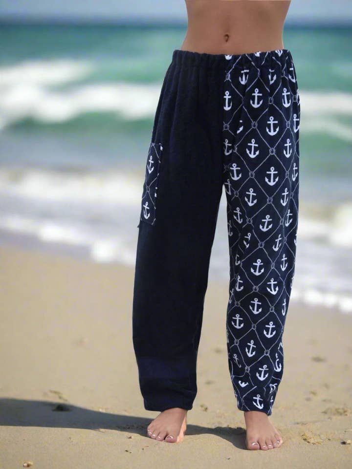 Pantaloni Asciugamano - Motivo Ancora - DISPONIBILI Spedizione Veloce - Spiaggia, Nuoto, Abbigliamento da Resort, Ragazzi, Ragazze, Adulti. per la vendita all'ingrosso da parte di Paradise Towelwear