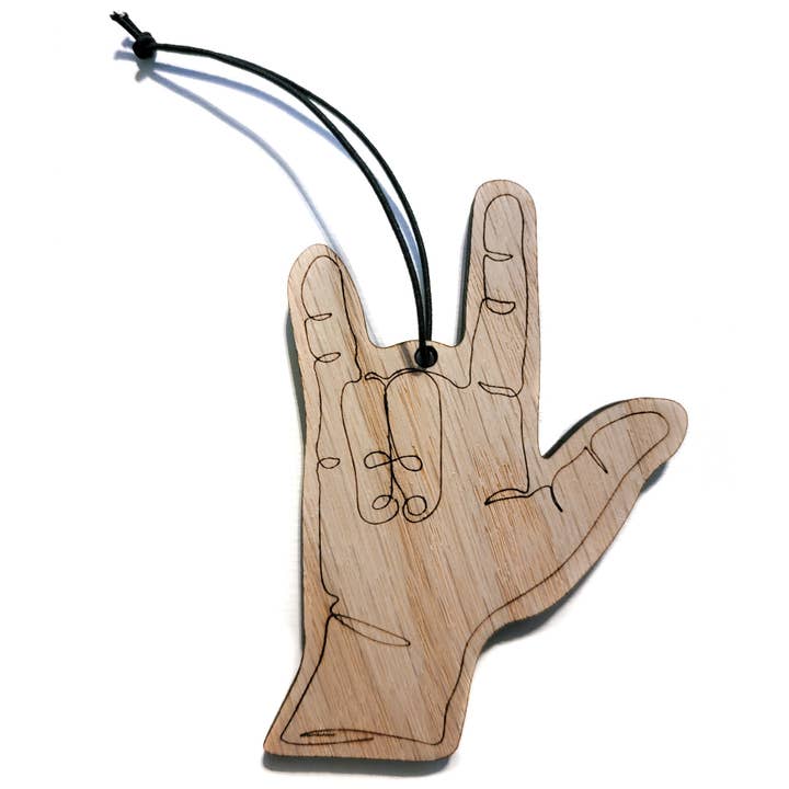 Wood Diffuser | ASL "I Heart You" for wholesale by A Dash of Kinship