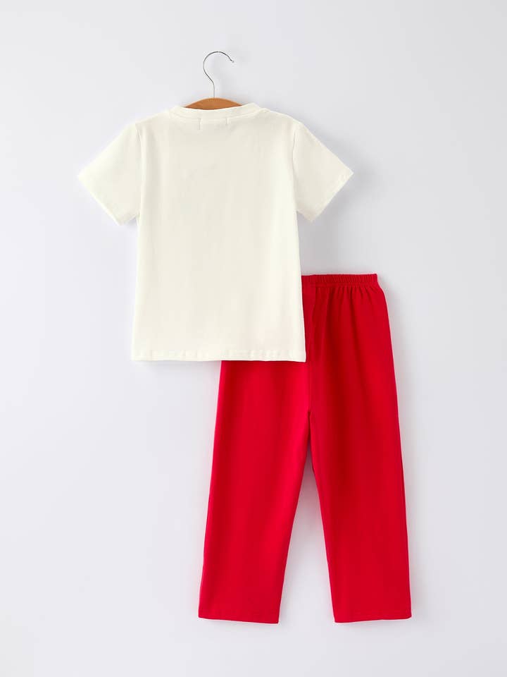 Rylee Faith Designs - Wholesale Top & Pant Set - Kids - Red Christmas Smocked Embroidery Boys Set1