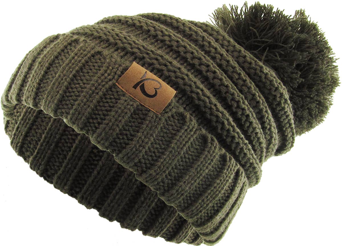 KBETHOS – Großhandel Beanie – Damen – Chunk Pom Pom Grobstrick-Mütze mit Zopfmuster und Rippenstrick33
