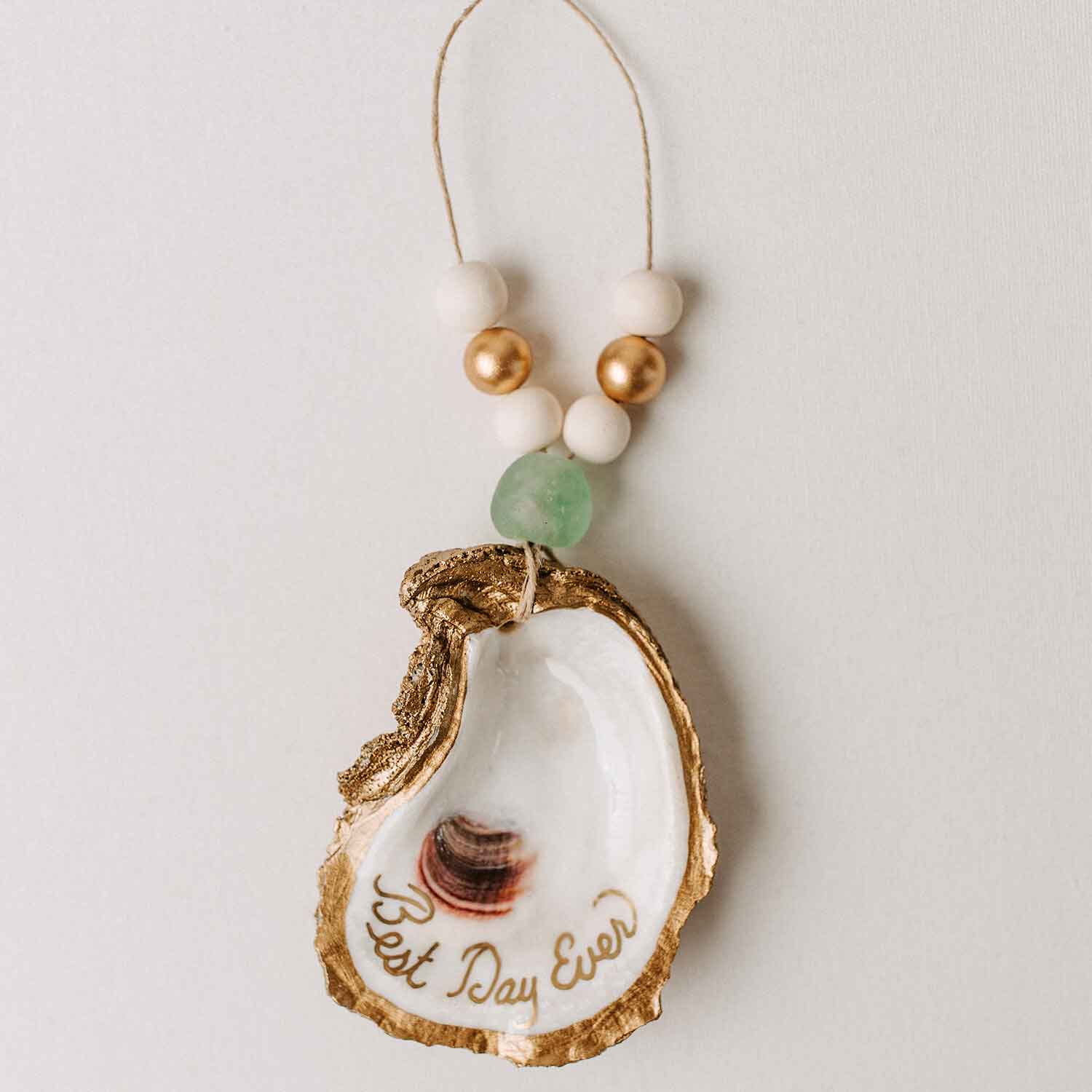 Grit and Grace Studio - Wholesale Ornament - Customized Oyster Ornament / Napkin Ring (Gold Inscription)1