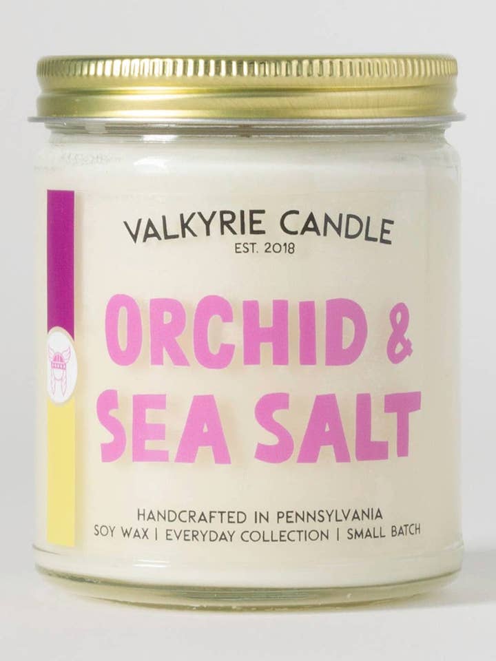 Orchid and Sea Salt Soy Candle for wholesale by Cedar Witch Goods