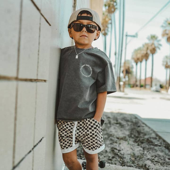 Little Rad Things - Wholesale Shorts - Kids - Boys Clothes Check Ya Later Shorts Beige Black