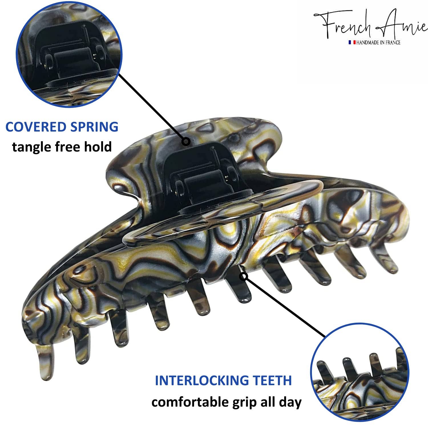 Parcelona - Wholesale Hair Clip - Women's - French Amie Contour Large 4 ¾” Celluloid Handmade Jaw Hair Claw Clip for Women37