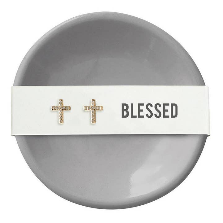 Santa Barbara Design Studio by Creative Brands - Wholesale Jewelry Dish - Ceramic Ring Dish & Earrings - Blessed