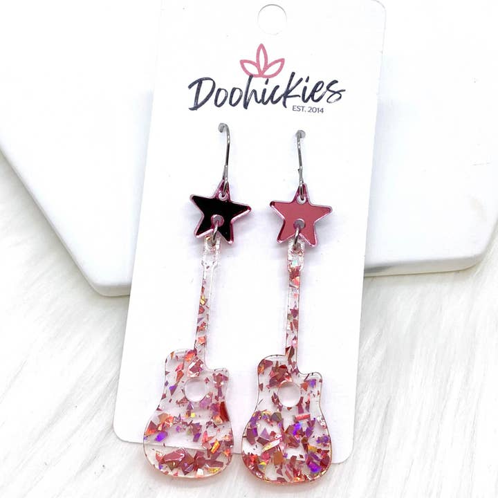 2.5" Glitzy Rockstar Acrylic Dangles -Earrings for wholesale by Doohickies