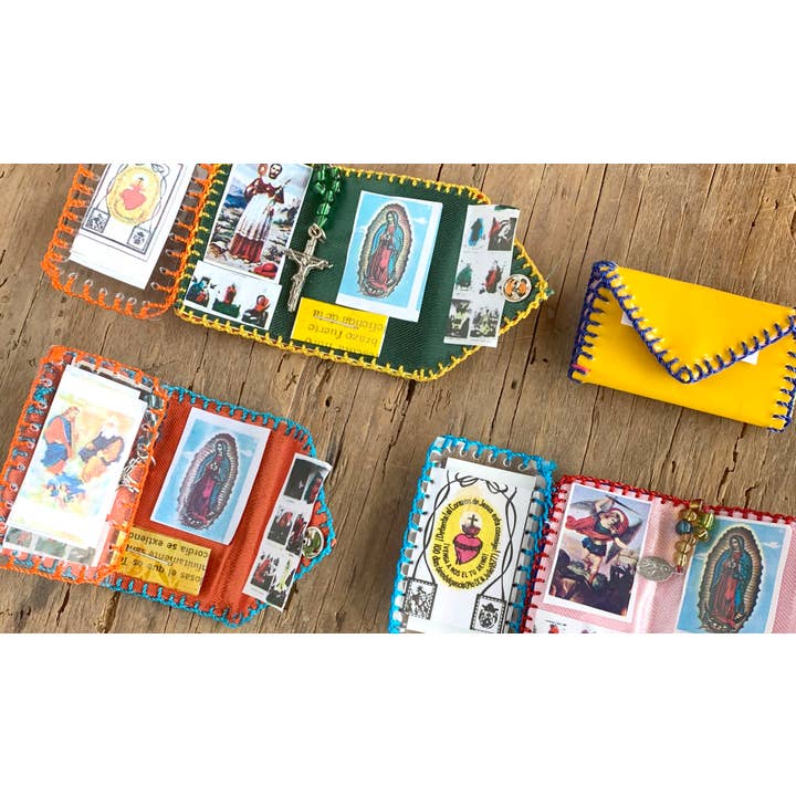Tesoros Trading Company - Wholesale Amulet - Mexican Saint's Wallet- Cartera de Santos, Mexico