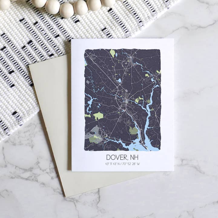 Sparks House Co. - Wholesale Everyday Greeting Card - Dover New Hampshire map notecards, custom city greeting card7