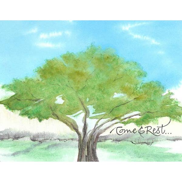 Credo Designs LTD – postal de desejos de melhoras por atacado – Cartão de saudação Come & Rest Tree (Versed)