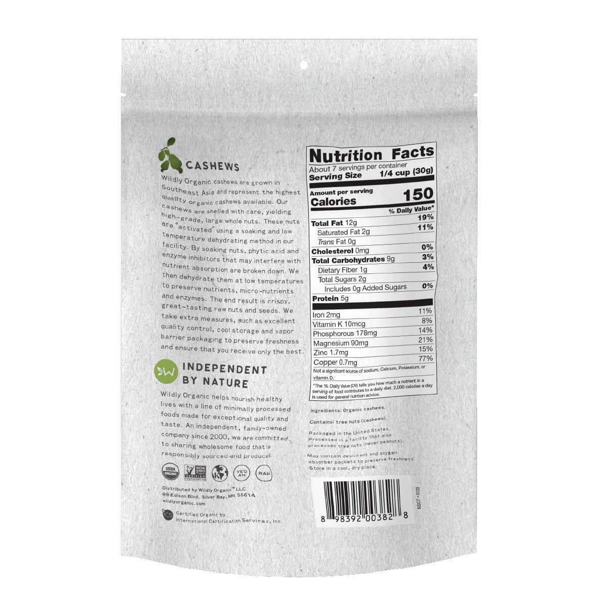 Wildly Organic - Wholesale Nuts - Organic Cashews: Certified Organic, Soaked and Dried, Raw Ca1