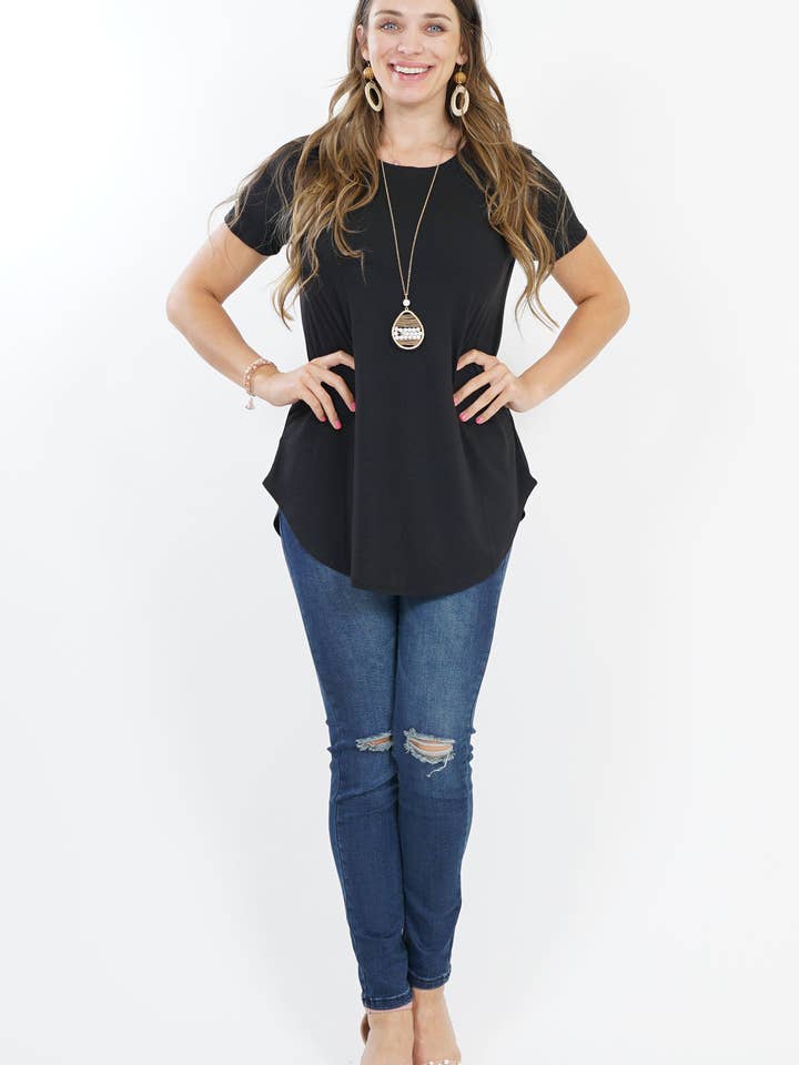 ... Plus Short Sleeve Round Neck Round Hem Top for wholesale by 42POPS