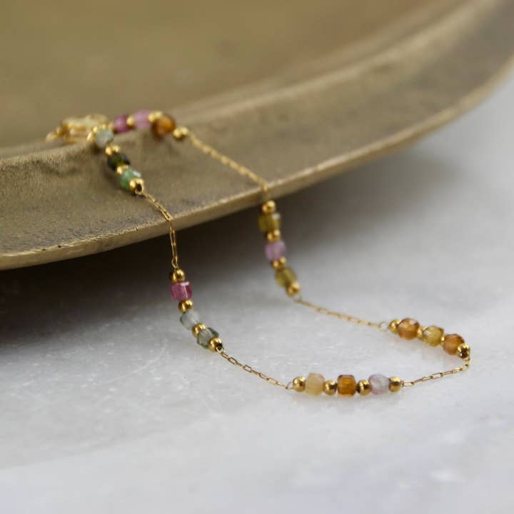 Wanderlust Tourmaline Chain Anklet for wholesale by Veluna