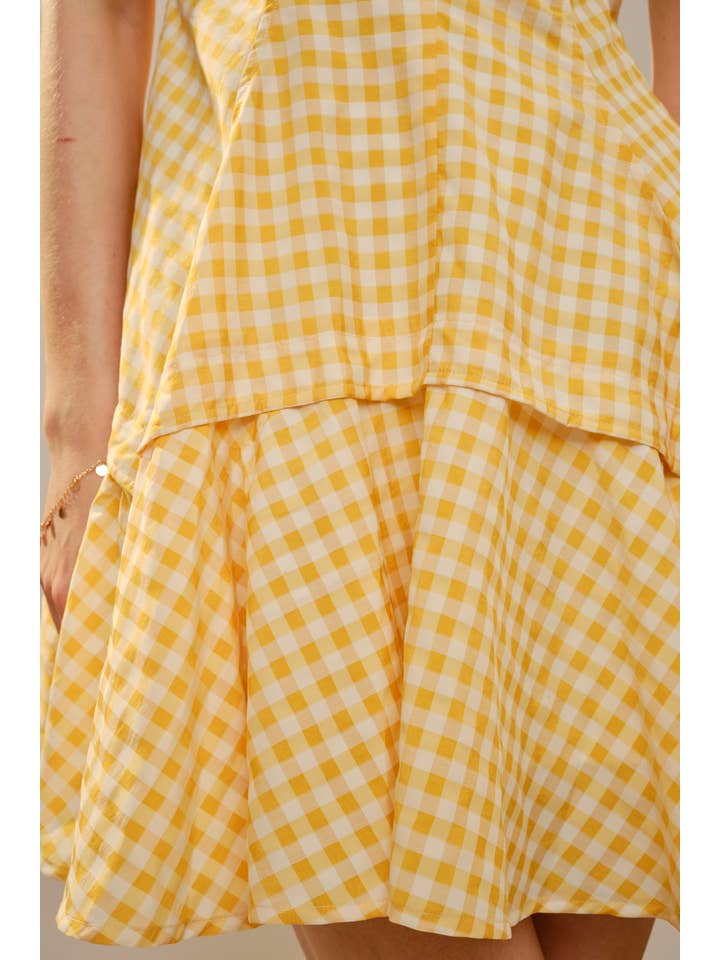 Blue B - Wholesale Dress - Women's - 47022D - Gingham Flare Mini Dress3