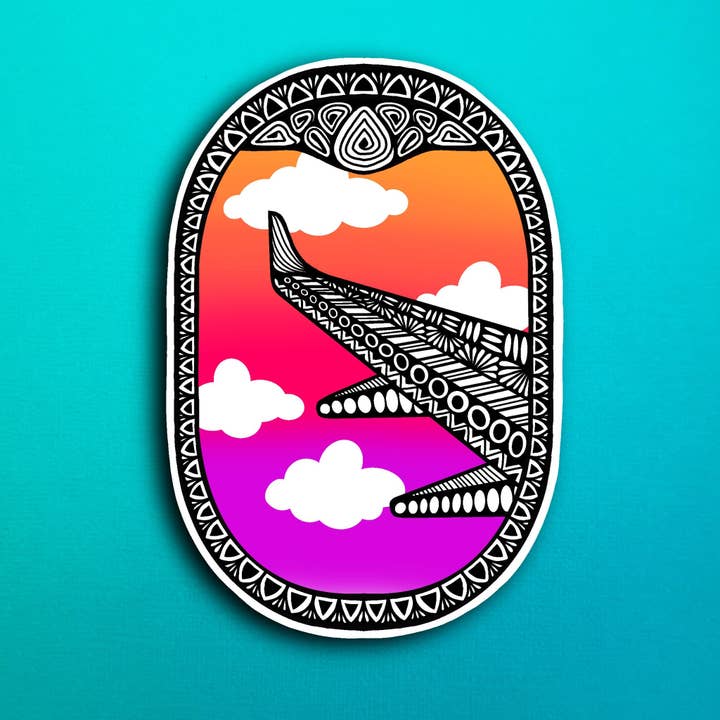 Autocollant pour fenêtre en forme d'avion (imperméable) pour la vente par Zenspire Designs