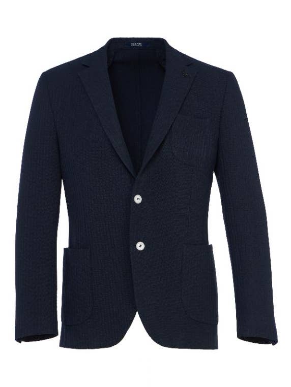 Navy Stripe Jacquard Knit Blazer for wholesale by Luchiano Visconti