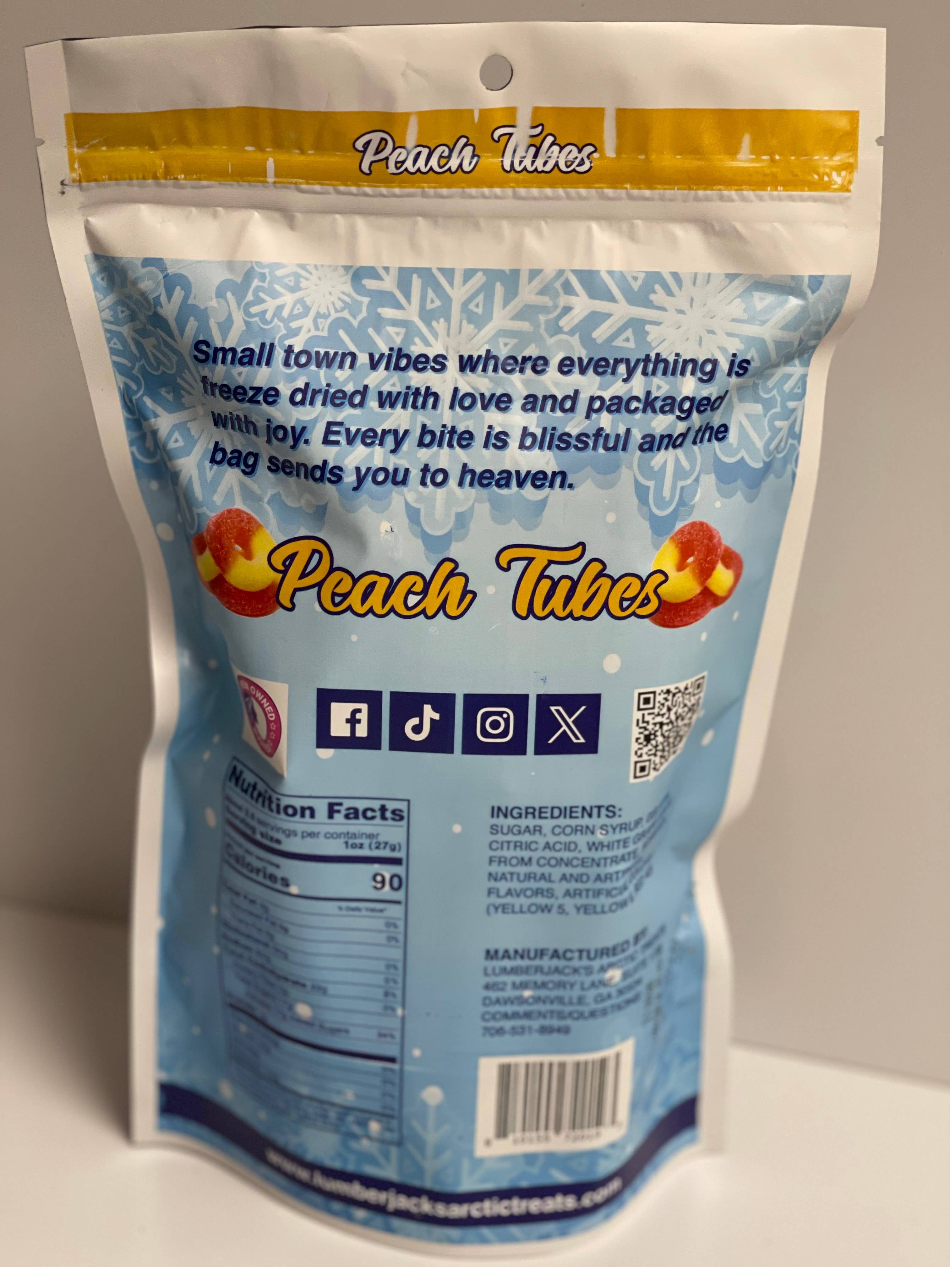 Lumberjack's Arctic Treats - Vendita all'ingrosso Caramelle dure - Peach Tubes 2,4 oz (8 anelli giganti)1