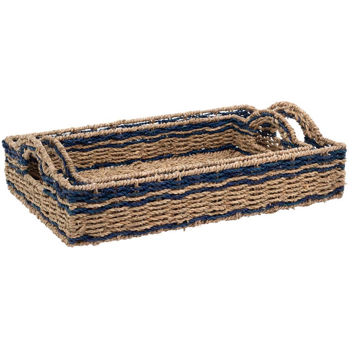Seagrass & Navy Trays Set of 2 for wholesale by Boston International