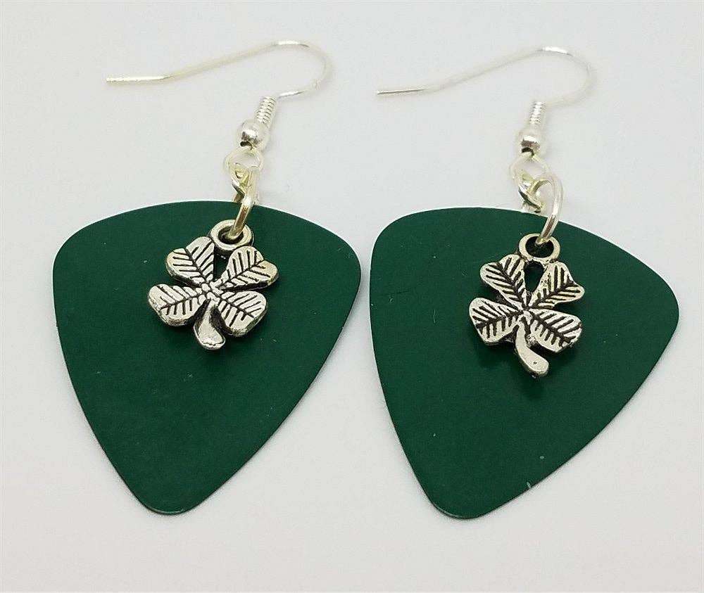 Simply Raevyn - Wholesale Dangle Earrings - Small Shamrock Charm Guitar Pick Earrings0