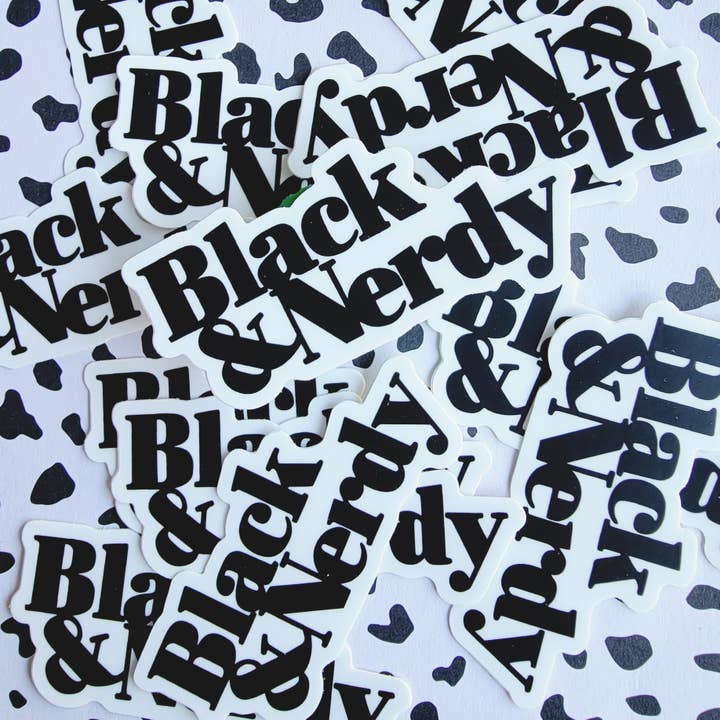 BLACK AND NERDY STICKER for wholesale by TEAM JEMINI DESIGNS