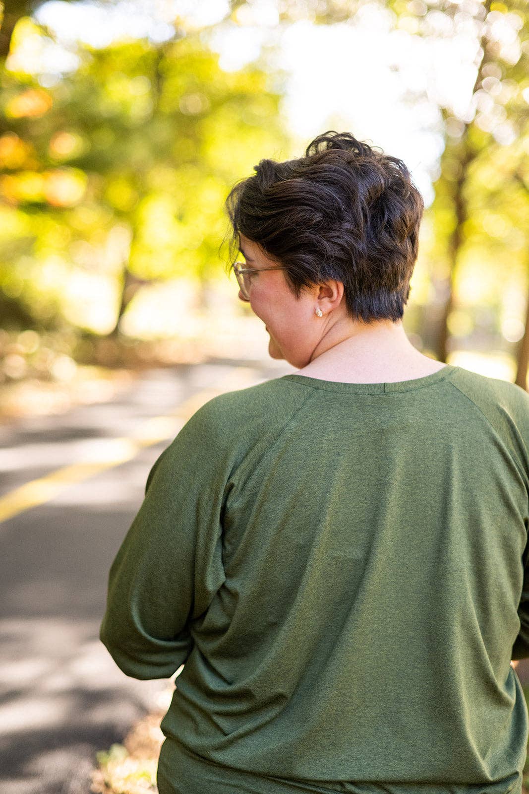 Knieriem Designs - Wholesale Knit Top - Women's - Green Rayon Jersey Long Sleeve Top with Cuffs5