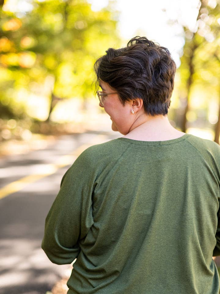 Knieriem Designs - Wholesale Knit Top - Women's - Green Rayon Jersey Long Sleeve Top with Cuffs5