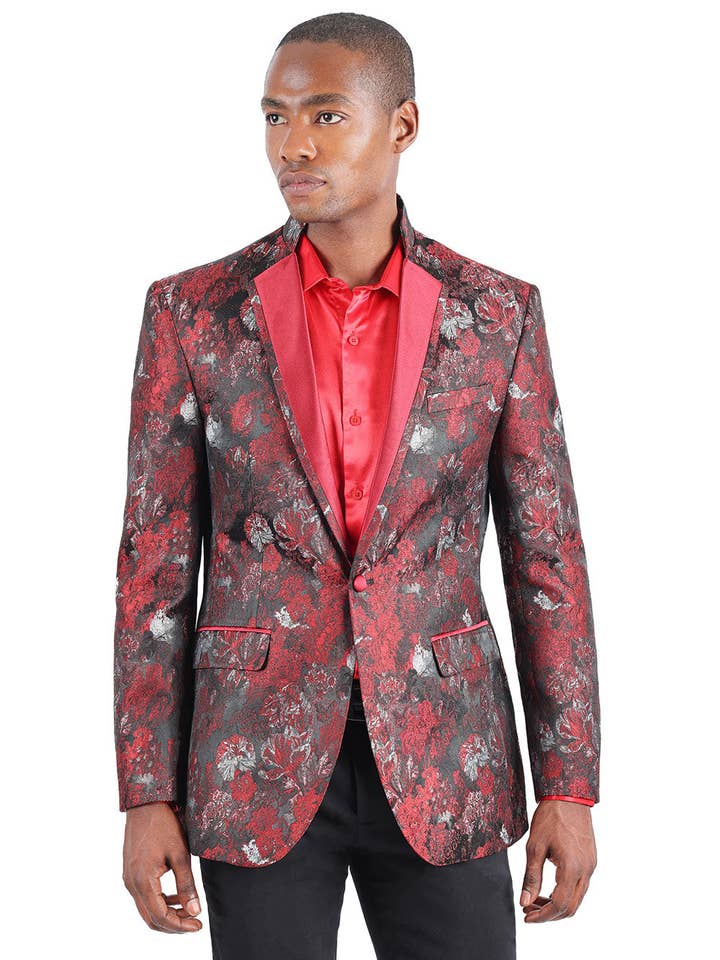 Blazer da uomo con risvolto con intaglio decorativo floreale di lusso 3BL07 per la vendita all'ingrosso da parte di BARABAS