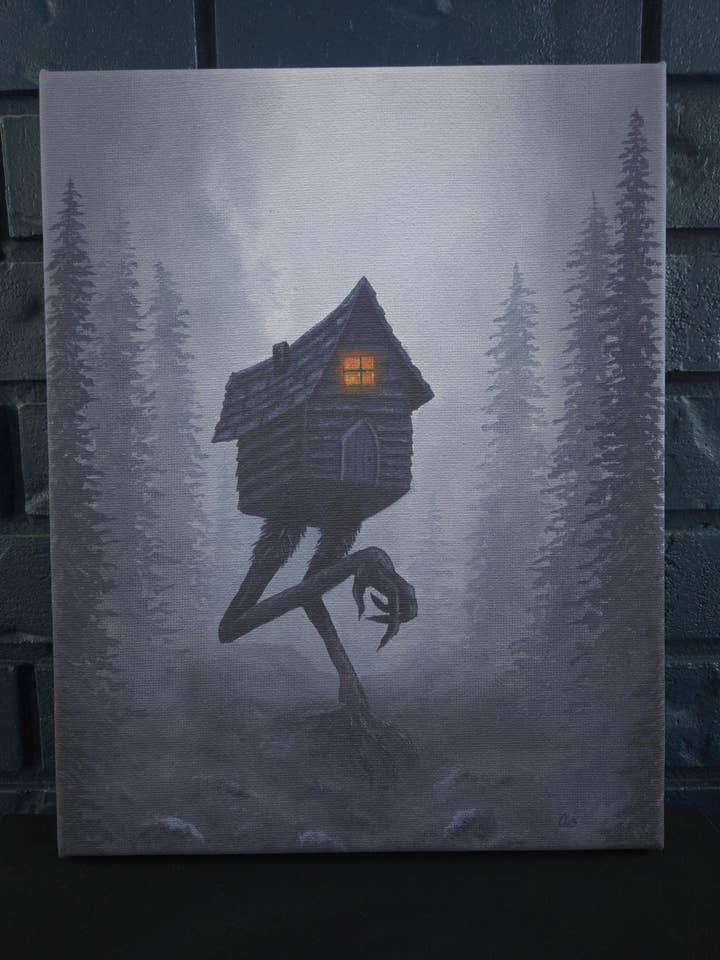 "The Witch" Baba Yaga's Hut Stretched Canvas Fine Art Print for wholesale by CDW Artistry