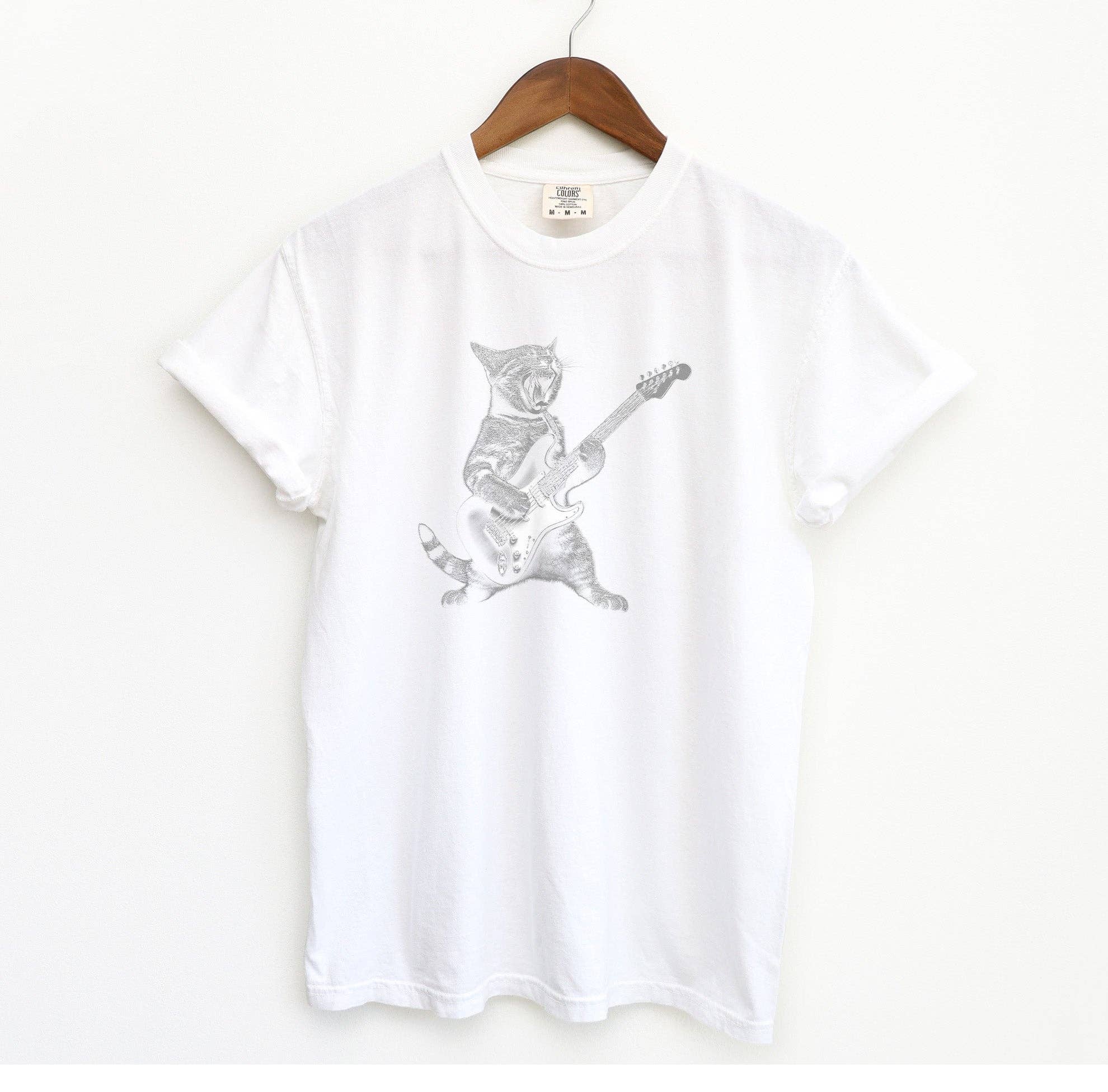 Blue Giraffe Inc – wholesale Screen printed t-shirt – unisex – Cat Playing Guitar T-Shirt5