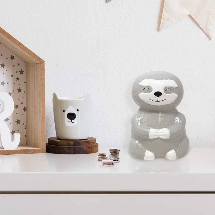 Isaac Jacobs International - Wholesale Money/Piggy Bank - Isaac Jacobs Ceramic Sloth Money Bank, Cute Piggy Bank3