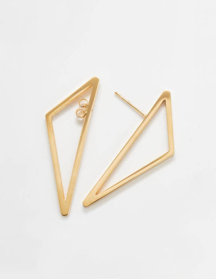 Admiral Row Jewelry - Wholesale Dangle Earrings - Double Sided Gold Geometric Triangle Earrings - Fall Jewelry2