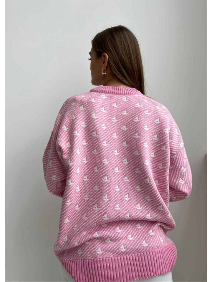 Pink Nautical Charm Knit Sweater for wholesale on Faire