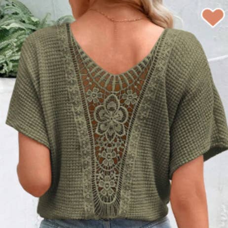 Round Neck Short Sleeve T-Shirt Green for wholesale by Prestige Boutique