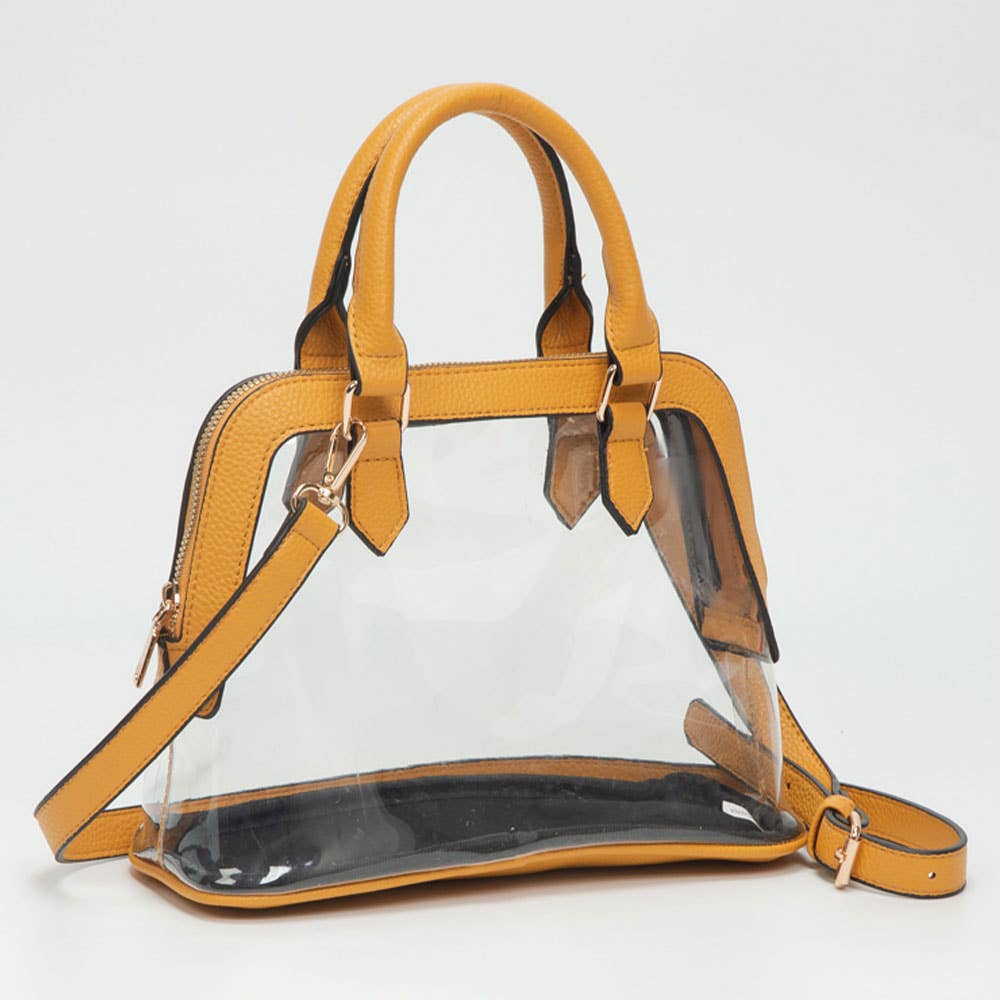 Sensibling Corp. - Vente Sac à main avec poignée sur le dessus – femme - Sac à main structuré transparent avec garniture en similicuir / Sac bandoulière2