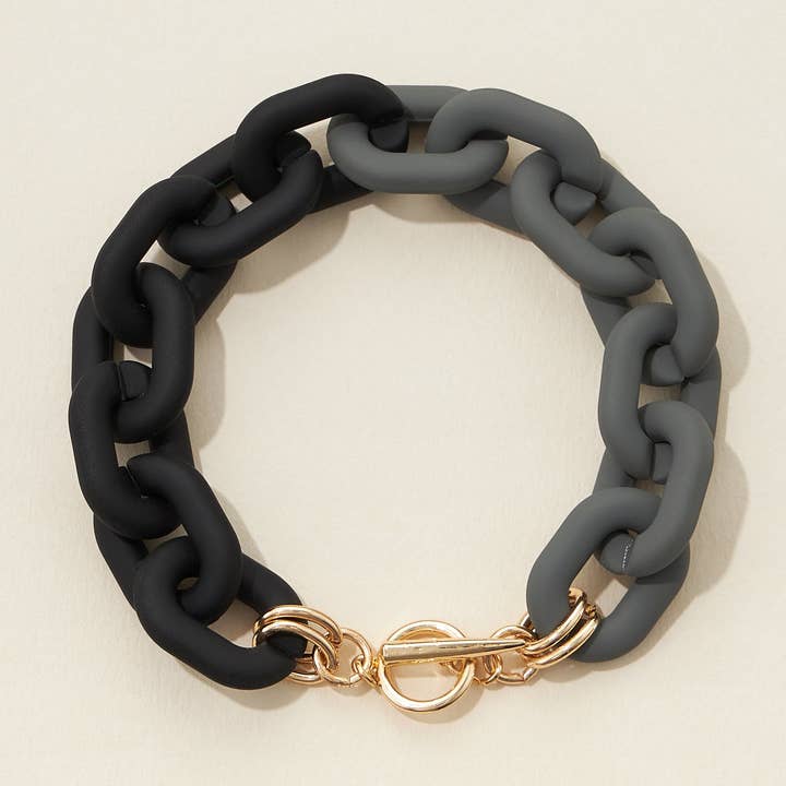 Frem - Wholesale Link & chain bracelet - Chunky Colorful Chain Link Bracelet with Gold Clasp2