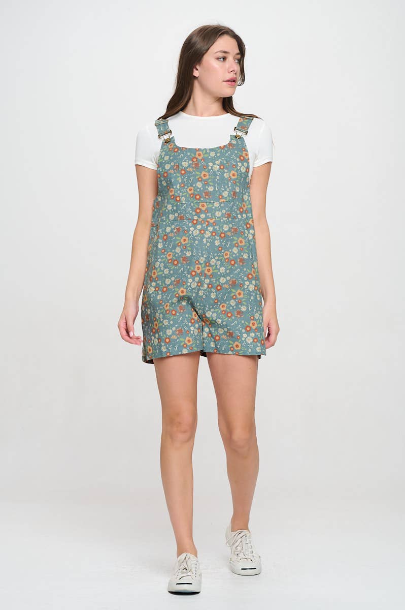 SM WARDROBE – Fato macaco - Mulher por atacado – SHORTALLS VINTAGE COM ESTAMPA DE FLOR8