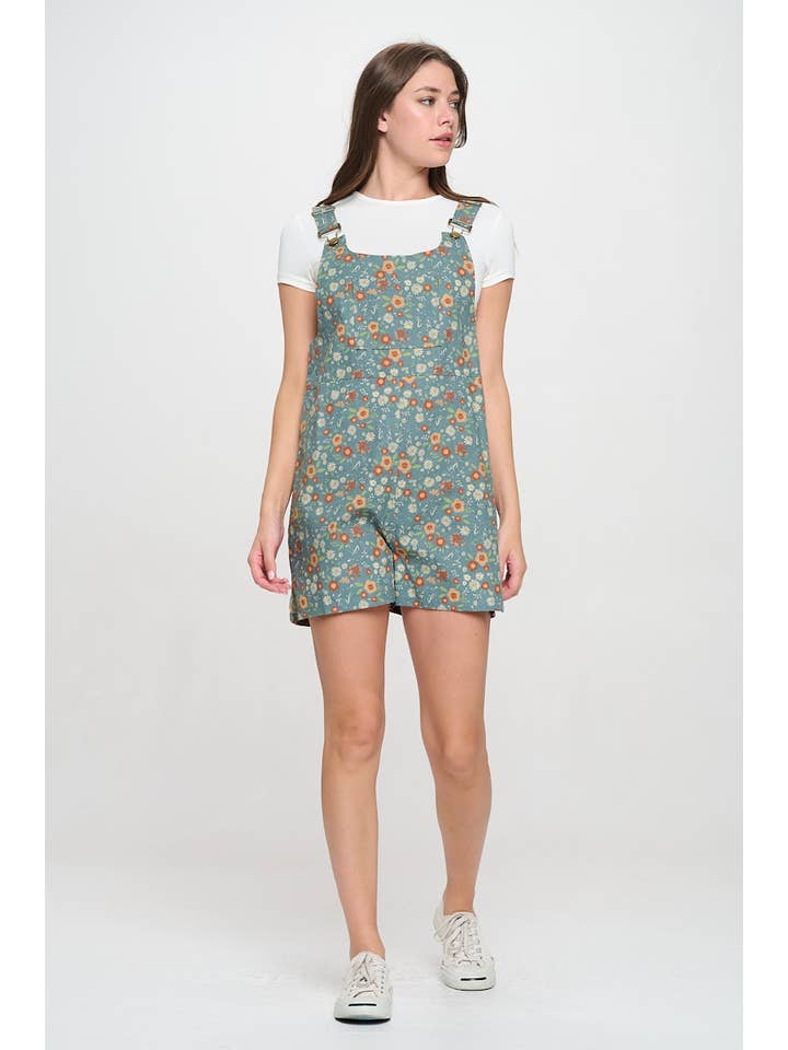 SM WARDROBE – Fato macaco - Mulher por atacado – SHORTALLS VINTAGE COM ESTAMPA DE FLOR8