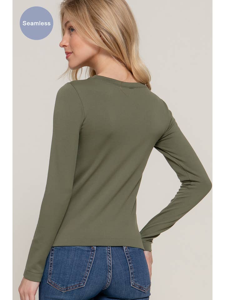 Active Basic | Active USA - Wholesale Knit Top - Women's - Long Sleeve Crew Neck Inner Fur Seamless Top