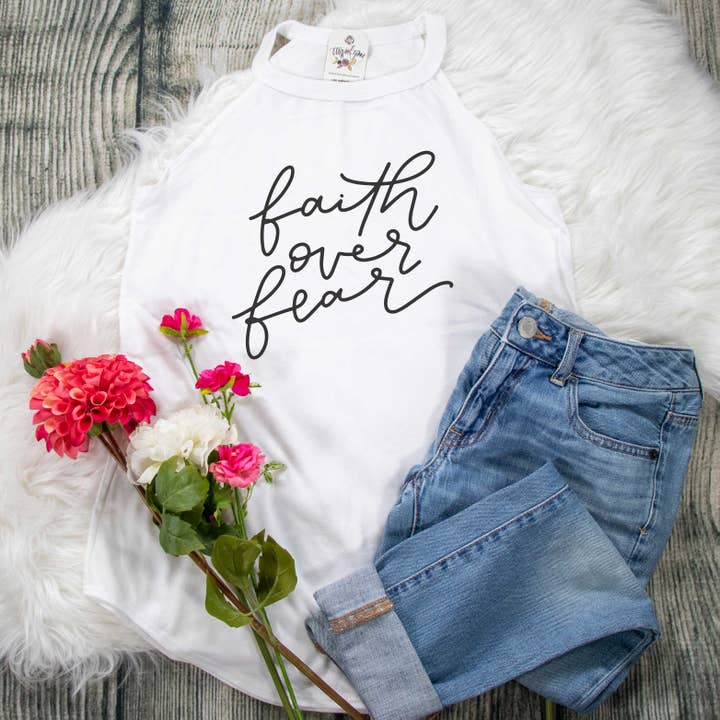 Faith Over Fear Rocker Tank for wholesale by EllyandGrace