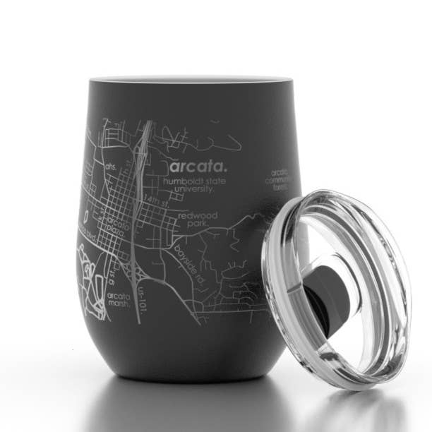 Well Told - Wholesale Insulated Mug/Tumbler - CUSTOM ETCHED - U.S. City / Town Map - Wine Tumbler - 12 oz11