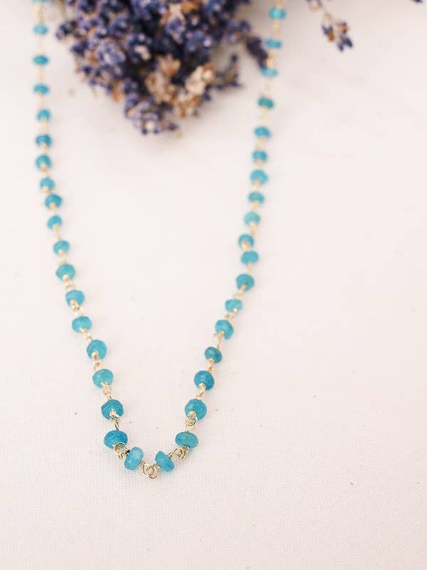 Collana con perline in cristallo di apatite blu per la vendita all'ingrosso da parte di Asher Grey