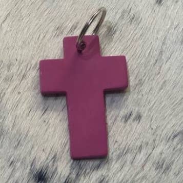 Porta-chaves em Couro Rosa Cruz Feito à Mão por atacado de AB Tack Design