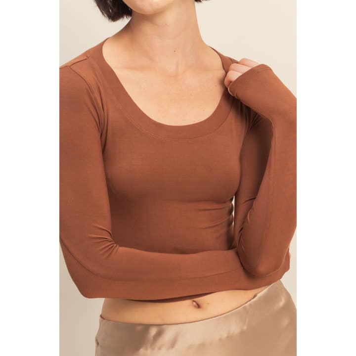 HYFVE - Wholesale Shirt - Women's - Cropped Scoop Neck Long Sleeve Top14