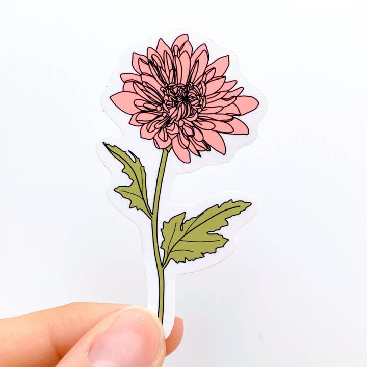 Chrysanthemum Sticker - November Birth Month Flower Sticker for wholesale by Slik Art and Design